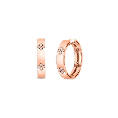 Roberto Coin Jewelry - Love In Verona 18K Rose Gold Large Diamond Flower Hoop Earrings | Manfredi Jewels
