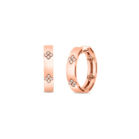 Love In Verona 18K Rose Gold Large Diamond Flower Hoop Earrings