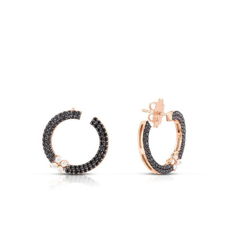 Love In Verona 18K White Gold Black & White Diamond Circle Earrings