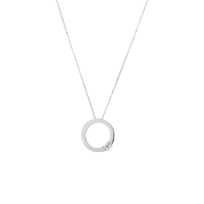 Roberto Coin Jewelry - Love In Verona 18K White Gold Circle of Life Flower Diamond Necklace | Manfredi Jewels