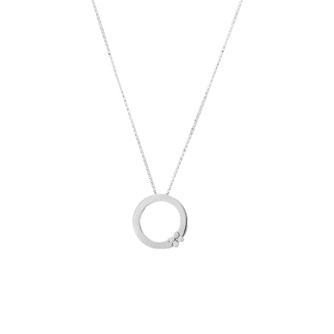 Love In Verona 18K White Gold Circle of Life Flower Diamond Necklace