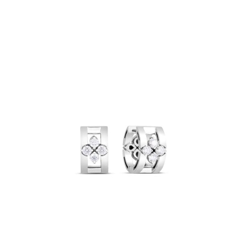Roberto Coin Jewelry - Love in Verona 18K White Gold Diamond Open Frame Hoop Earrings | Manfredi Jewels