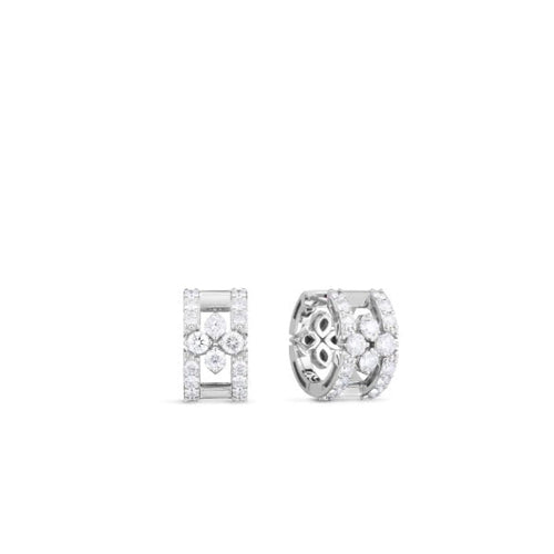 Roberto Coin Jewelry - Love In Verona 18K White Gold Diamond Open Frame Hoop Pave Earrings | Manfredi Jewels