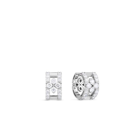 Love In Verona 18K White Gold Diamond Open Frame Hoop Pave Earrings