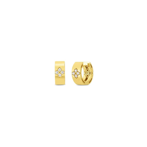 Roberto Coin Jewelry - Love In Verona 18K Yellow Gold Diamond Accent Small Hoop Earrings | Manfredi Jewels