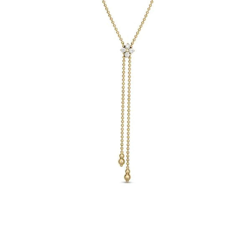 Roberto Coin Jewelry - Love In Verona 18K Yellow Gold Diamond Flower Lariat Necklace | Manfredi Jewels