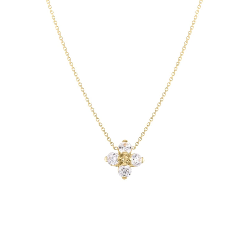 Roberto Coin Jewelry - Love In Verona 18K Yellow Gold Diamond Flower Necklace | Manfredi Jewels