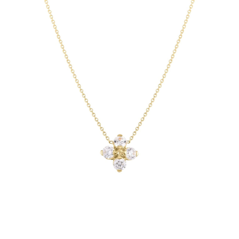 Roberto Coin Jewelry - Love In Verona 18K Yellow Gold Diamond Flower Necklace | Manfredi Jewels