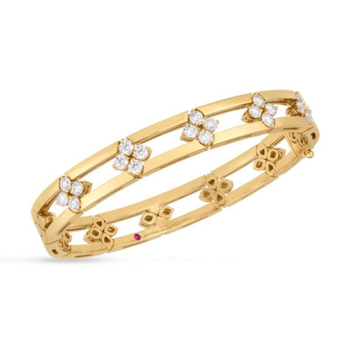Roberto Coin Jewelry - Love In Verona 18K Yellow Gold Diamond Open Frame Bangle Bracelet | Manfredi Jewels