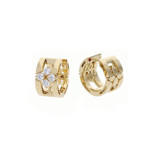 Roberto Coin Jewelry - Love in Verona 18K Yellow Gold Diamond Open Frame Hoop Earrings | Manfredi Jewels
