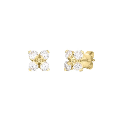 Roberto Coin Jewelry - Love In Verona 18K Yellow Gold Diamond Stud Earrings | Manfredi Jewels