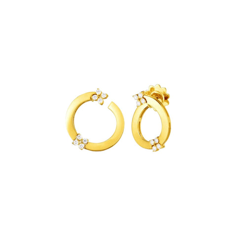 Love In Verona 18K Yellow Gold Double Diamond Circle Earrings