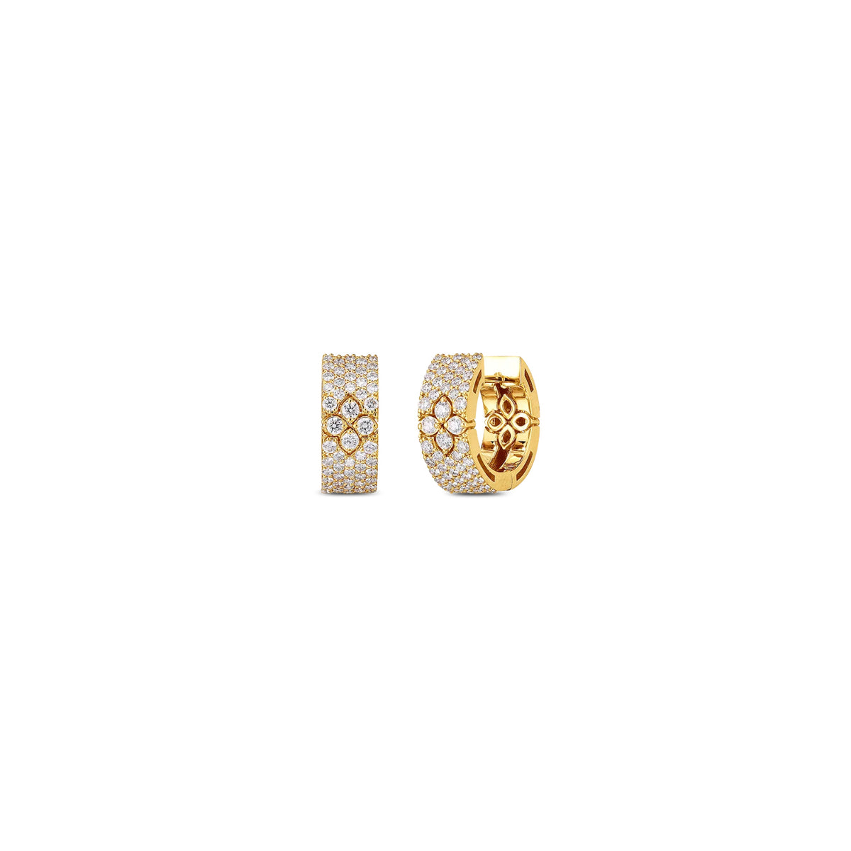 Roberto Coin Jewelry - Love In Verona 18K Yellow Gold Pavé Diamond Small Hoop Earrings | Manfredi Jewels