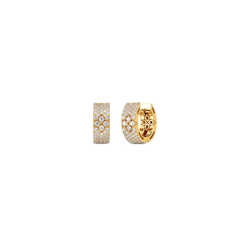 Roberto Coin Jewelry - Love In Verona 18K Yellow Gold Pavé Diamond Small Hoop Earrings | Manfredi Jewels