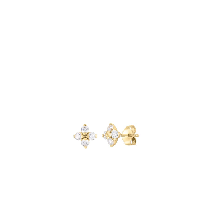 Roberto Coin Jewelry - Love In Verona 18K Yellow Gold Small Flower Diamond Stud Earrings | Manfredi Jewels