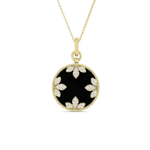 Roberto Coin Jewelry - Medallion 18K Yellow Gold Charms Black Jade & Diamond Necklace | Manfredi Jewels