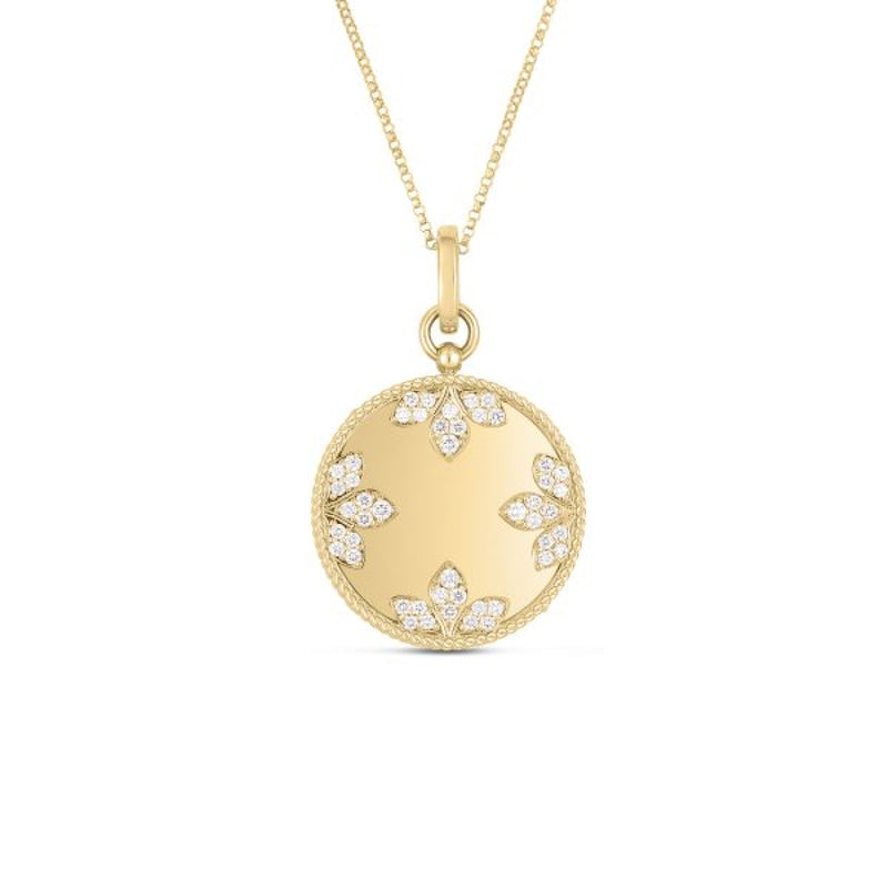 Roberto Coin Jewelry - Medallion Charms 18K Yellow Gold Large Diamond Necklace | Manfredi Jewels