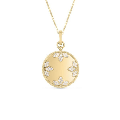Medallion Charms 18K Yellow Gold Large Diamond Necklace