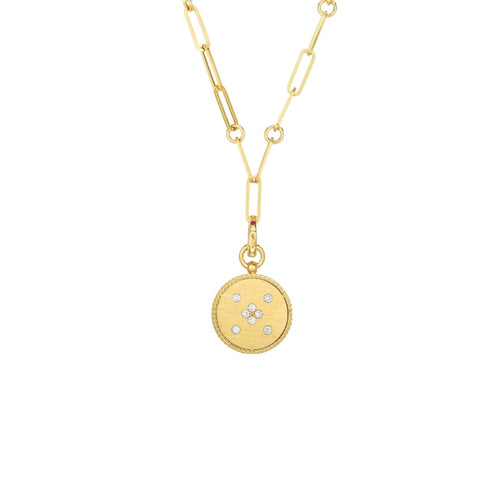 Roberto Coin Jewelry - Medallion Charms 18K Yellow Gold Taurus Zodiac Diamond Necklace | Manfredi Jewels