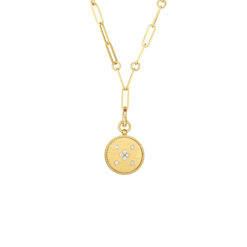 Roberto Coin Jewelry - Medallion Charms 18K Yellow Gold Taurus Zodiac Diamond Necklace | Manfredi Jewels