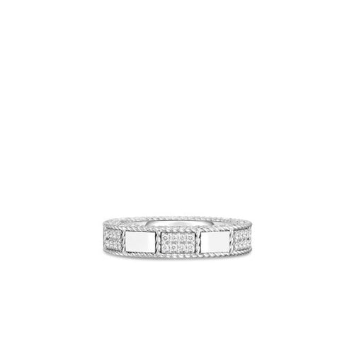 Roberto Coin Jewelry - Mosaic 18K White Gold Alternating Diamond Ring | Manfredi Jewels