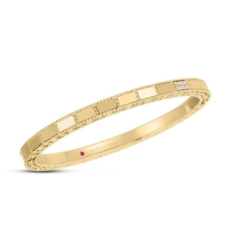 Roberto Coin Jewelry - Mosaic 18K Yellow Gold Diamond Accent Bangle Bracelet | Manfredi Jewels