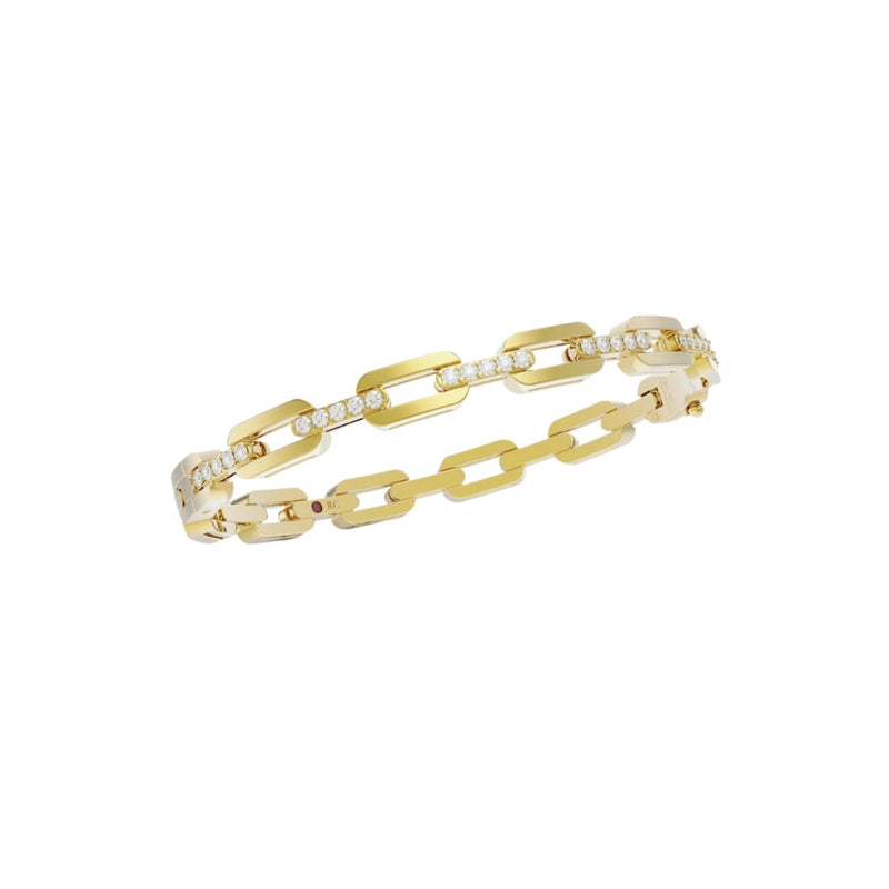 Roberto Coin Jewelry - Navarra 18K Yellow Gold Hard Chain Link Diamond Bangle Bracelet | Manfredi Jewels