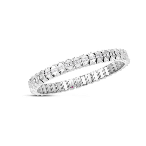 Roberto Coin Jewelry - Obelisco 18K White Gold Flexible Diamond Bangle | Manfredi Jewels