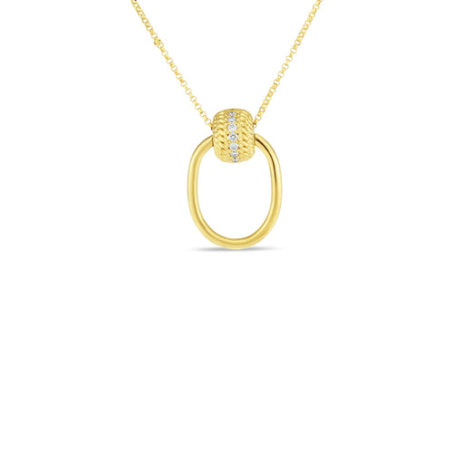 Roberto Coin Jewelry - Opera 18K Yellow Gold Diamond Accent Doorknocker Necklace | Manfredi Jewels