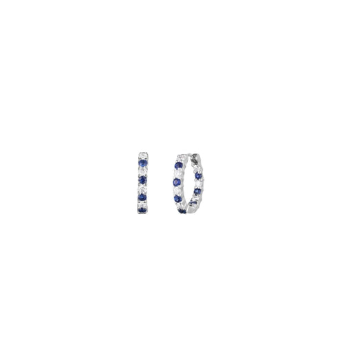 Roberto Coin Jewelry - Perfect 18K White Gold Small Diamond & Sapphire Hoop Earrings | Manfredi Jewels
