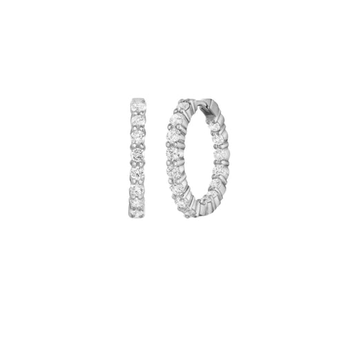 Roberto Coin Jewelry - Perfect 18K White Gold Small Inside Outside Diamond Hoop Earrings | Manfredi Jewels