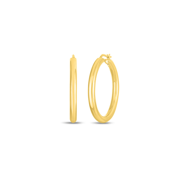 Roberto Coin Jewelry - Perfect 18K Yellow Gold Designer Gold Medium Thick Hoop Earrings | Manfredi Jewels