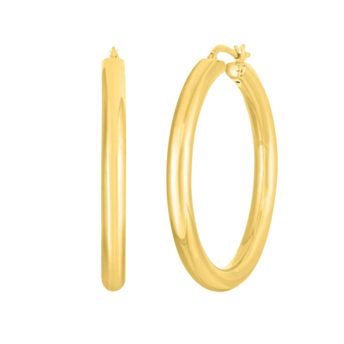 Roberto Coin Jewelry - Perfect 18K Yellow Gold Designer Gold Medium Thick Hoop Earrings | Manfredi Jewels