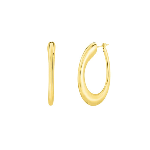 Roberto Coin Jewelry - Perfect 18K Yellow Gold Medium Contoured Hoop Earrings | Manfredi Jewels