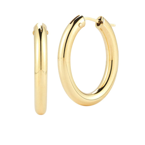 Roberto Coin Jewelry - Perfect 18K Yellow Gold Medium Oval Hoop Earrings | Manfredi Jewels