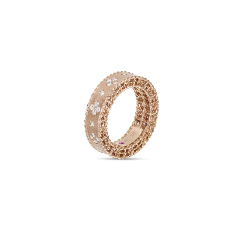 Roberto Coin Jewelry - Princess 18K Rose Gold Fleur De Lis Diamond Satin Ring | Manfredi Jewels