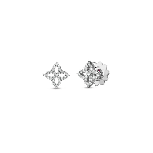 Roberto Coin Jewelry - Princess 18K White Gold Diamond Flower Stud Earrings | Manfredi Jewels