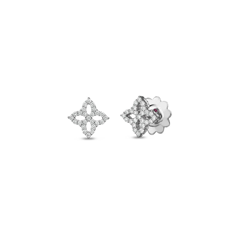 Roberto Coin Jewelry - Princess 18K White Gold Diamond Flower Stud Earrings | Manfredi Jewels