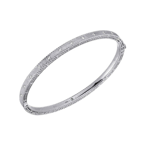 Roberto Coin Jewelry - Princess 18K White Gold Diamond Satin Bangle Bracelet | Manfredi Jewels