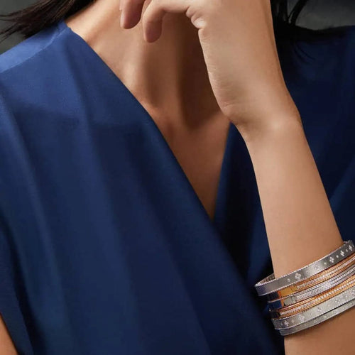 Roberto Coin Jewelry - Princess 18K White Gold Fleur De Lis Diamond Satin Bangle Bracelet | Manfredi Jewels