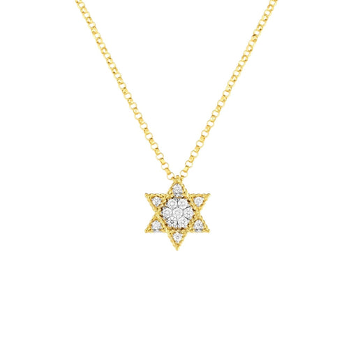 Roberto Coin Jewelry - Princess 18K Yellow Gold Diamond Star Of David Necklace | Manfredi Jewels