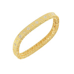 Roberto Coin Jewelry - Princess 18K Yellow Gold Fleur De Lis Diamond Slim Satin Bangle Bracelet | Manfredi Jewels