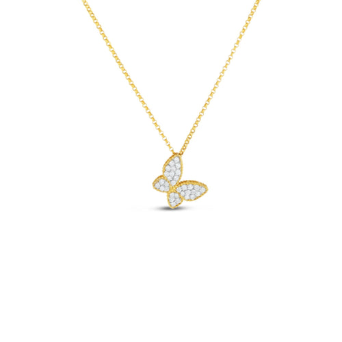 Roberto Coin Jewelry - Princess 18K Yellow/White Gold Diamond Butterfly Pendant Necklace | Manfredi Jewels