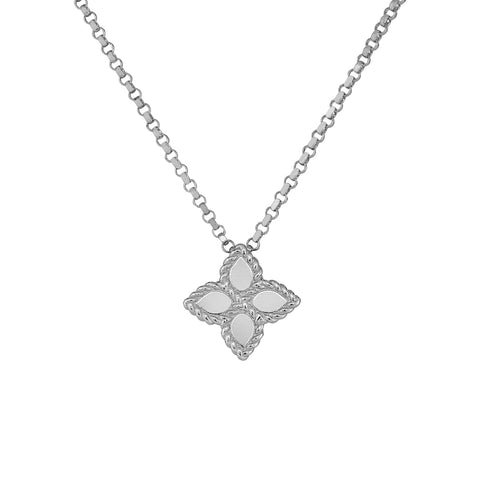 Princess Flower 18K White Gold Medium Necklace
