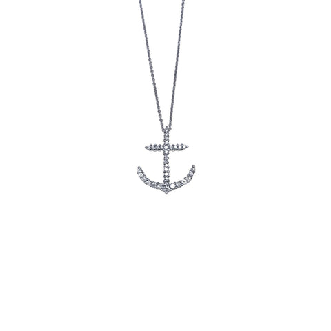 Tin Treasures 18K White Gold Sea of Life Anchor Necklace