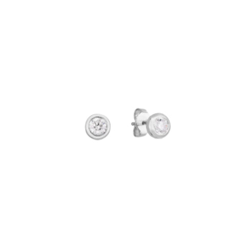 Tiny Treasures 18K White Gold Diamond Bezel Stud Earrings