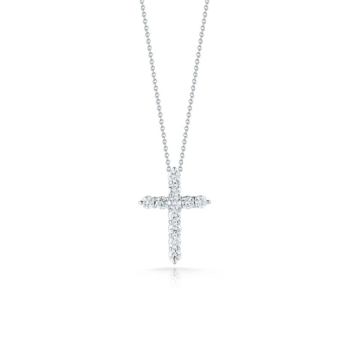Roberto Coin Jewelry - Tiny Treasures 18K White Gold Diamond Cross Necklace | Manfredi Jewels
