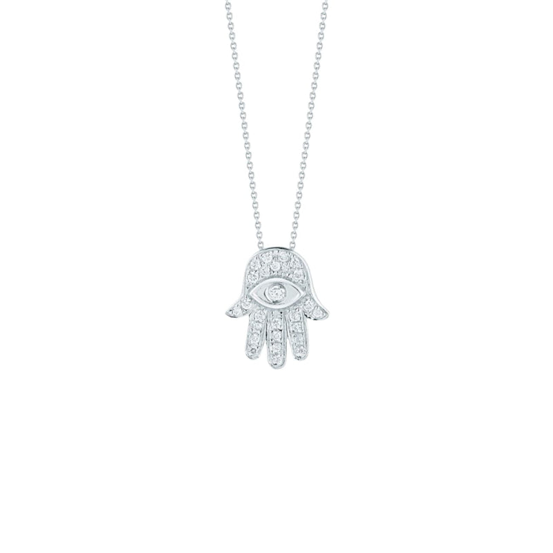 Roberto Coin Jewelry - Tiny Treasures 18K White Gold Diamond Hamsa Necklace | Manfredi Jewels