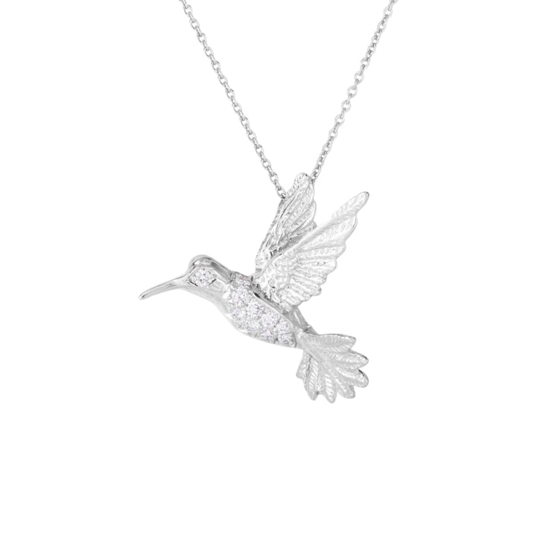 Roberto Coin Jewelry - Tiny Treasures 18K White Gold Hummingbird Diamond Necklace | Manfredi Jewels