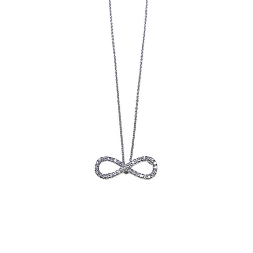 Roberto Coin Jewelry - Tiny Treasures 18K White Gold Infinity Diamonds Necklace | Manfredi Jewels